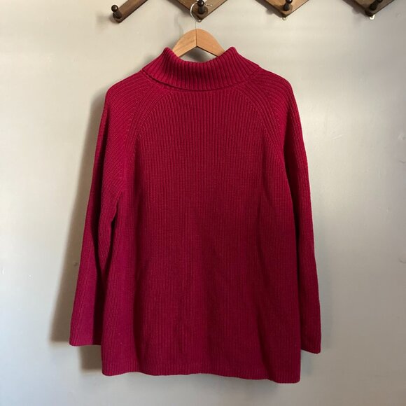 Coldwater Creek Red Ribbed Turtleneck Sweater - Picture 2 of 4